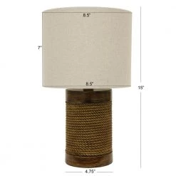 Cali Rope 15 in. Brown Table Lamp with Linen Shade by Decor Therapy -Decor Therapy Shop brown decor therapy table lamps tl15455 44 1000