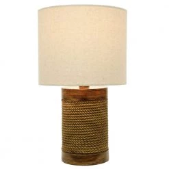 Cali Rope 15 in. Brown Table Lamp with Linen Shade by Decor Therapy -Decor Therapy Shop brown decor therapy table lamps tl15455 c3 1000