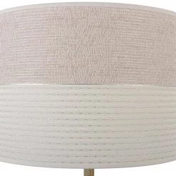 61 in. Cassidy White and Wood Painted Iron Floor Lamp with Bamboo Lamp Shade by Decor Therapy -Decor Therapy Shop brown white decor therapy floor lamps pl4543 4f 1000
