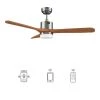 Eton 52 in. Dimmable LED Indoor/Outdoor Nickel Smart Ceiling Fan with Light and Remote, Works with Alexa/Google Home by CARRO -Decor Therapy Shop brushed nickel carro ceiling fans with lights hs523e4 l12 sm2 1 64 1000