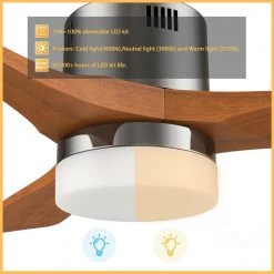 Eton 52 in. Dimmable LED Indoor/Outdoor Nickel Smart Ceiling Fan with Light and Remote, Works with Alexa/Google Home by CARRO -Decor Therapy Shop brushed nickel carro ceiling fans with lights hs523e4 l12 sm2 1 c3 1000