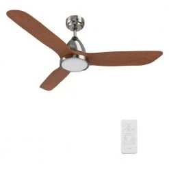 Antrim 52 in. Dimmable LED Indoor/Outdoor Nickel Smart Ceiling Fan with Light and Remote, Works with Alexa/Google Home by CARRO -Decor Therapy Shop brushed nickel carro ceiling fans with lights hs523f3 l12 sm2 1 44 1000