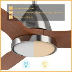 Antrim 52 in. Dimmable LED Indoor/Outdoor Nickel Smart Ceiling Fan with Light and Remote, Works with Alexa/Google Home by CARRO -Decor Therapy Shop brushed nickel carro ceiling fans with lights hs523f3 l12 sm2 1 c3 1000