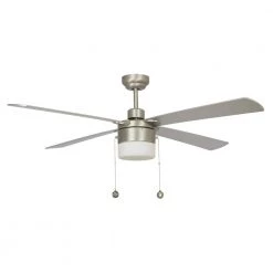 Hutton 52 in. LED Indoor Brushed Nickel Ceiling Fan with Light Kit and Pull Chain by CARRO