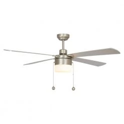 Hutton 52 in. LED Indoor Brushed Nickel Ceiling Fan with Light Kit and Pull Chain by CARRO -Decor Therapy Shop brushed nickel carro ceiling fans with lights nwga 524h2 l11 sj fa 1000