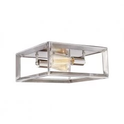 Lane 12 in. 2 -Light Brushed Nickel Flush Mount Light by Decor Therapy
