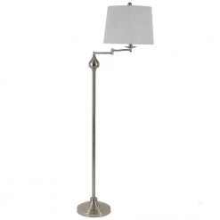 Tina 63 in. Brushed Steel Indoor Floor Lamp with Swing Arm and Ball Accent with White Shade by Decor Therapy -Decor Therapy Shop brushed steel decor therapy floor lamps pl4377 4f 1000