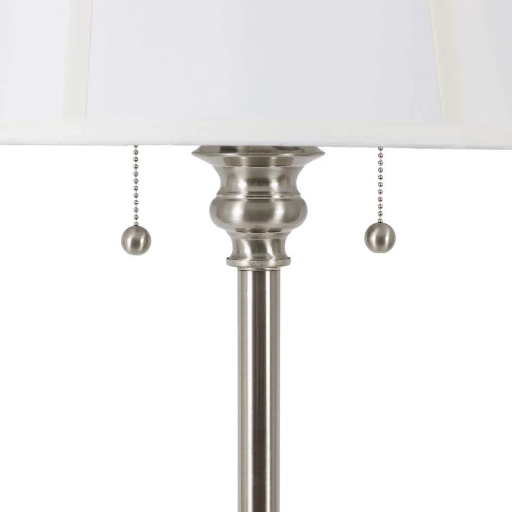 Twin 61.5 in. Brushed Steel Indoor Pull Floor Lamp with White Shade by Decor Therapy 9 Twin 61.5 in. Brushed Steel Indoor Pull Floor Lamp with White Shade by Decor Therapy - Image 7