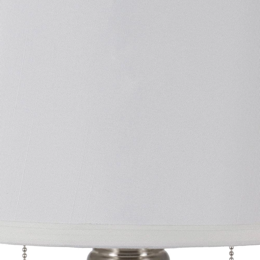 Twin 61.5 in. Brushed Steel Indoor Pull Floor Lamp with White Shade by Decor Therapy 7 Twin 61.5 in. Brushed Steel Indoor Pull Floor Lamp with White Shade by Decor Therapy - Image 5