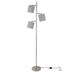 61 in. Gail Brushed Steel Floor Lamp with 3 Shades by Decor Therapy