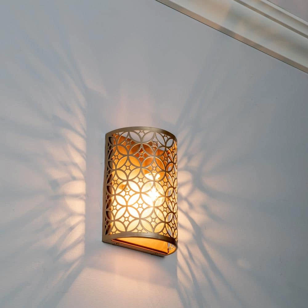 Lucas Laser Wall Sconce 1-Light Champagne Semi-Flush Mount Light by Decor Therapy 4 Lucas Laser Wall Sconce 1-Light Champagne Semi-Flush Mount Light by Decor Therapy - Image 2