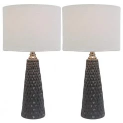 Jameson 26.5 in. Gray Table Lamp with Linen Shade by Decor Therapy -Decor Therapy Shop charcoal decor therapy table lamps mp1629 44 1000