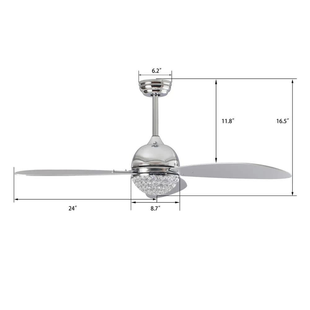 Corvin 48 in. Dimmable LED Indoor Chrome Smart Ceiling Fan with Crystal Light and Remote, Works with Alexa/Google Home by CARRO 5 Corvin 48 in. Dimmable LED Indoor Chrome Smart Ceiling Fan with Crystal Light and Remote, Works with Alexa/Google Home by CARRO - Image 3