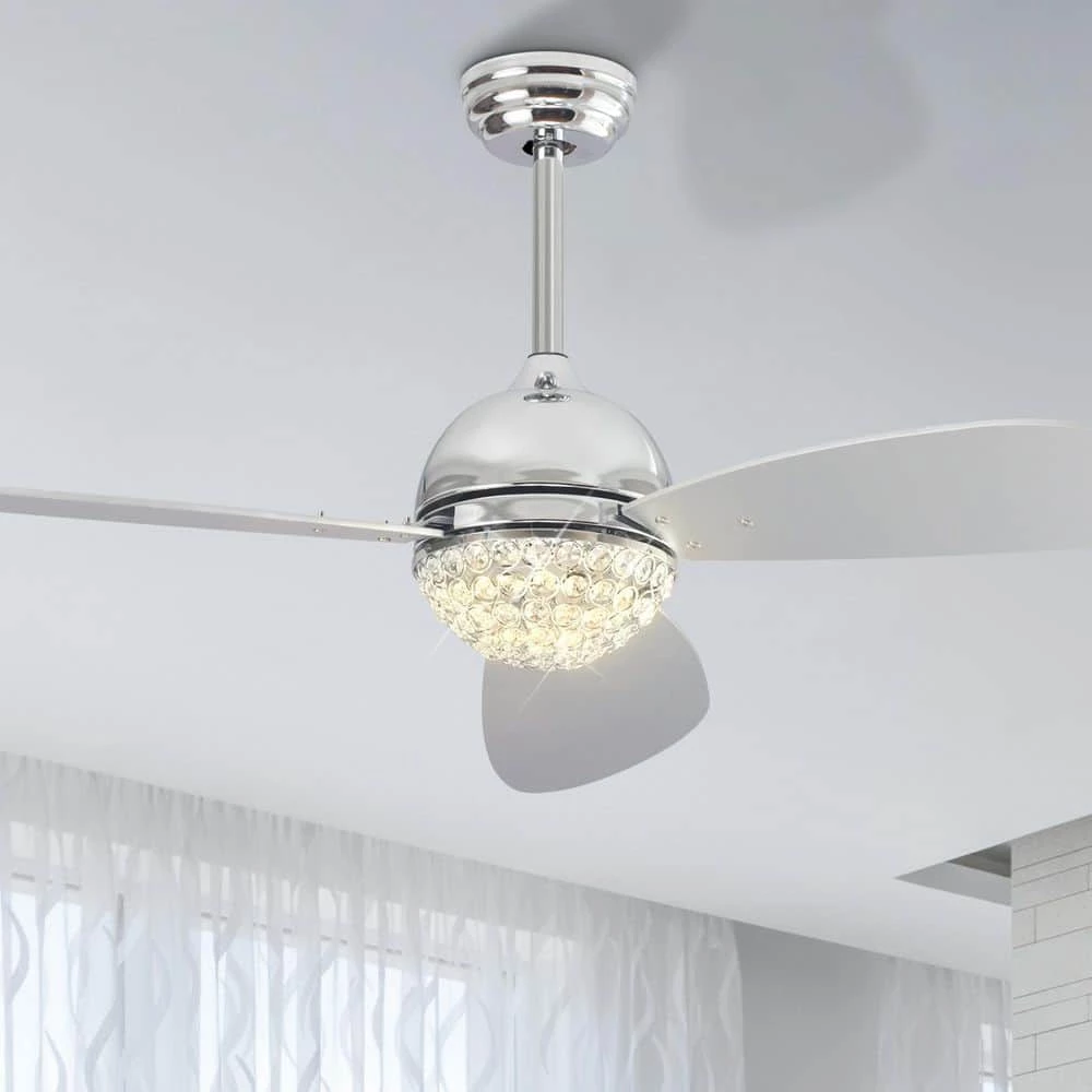 Corvin 48 in. Dimmable LED Indoor Chrome Smart Ceiling Fan with Crystal Light and Remote, Works with Alexa/Google Home by CARRO 4 Corvin 48 in. Dimmable LED Indoor Chrome Smart Ceiling Fan with Crystal Light and Remote, Works with Alexa/Google Home by CARRO - Image 2