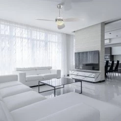 Corvin 52 in. Dimmable LED Indoor Chrome Smart Ceiling Fan with Crystal Light and Remote, Works with Alexa/Google Home by CARRO -Decor Therapy Shop chrome carro ceiling fans with lights hs523q3 l12 sc 1 31 1000