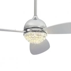 Corvin 52 in. Dimmable LED Indoor Chrome Smart Ceiling Fan with Crystal Light and Remote, Works with Alexa/Google Home by CARRO -Decor Therapy Shop chrome carro ceiling fans with lights hs523q3 l12 sc 1 4f 1000