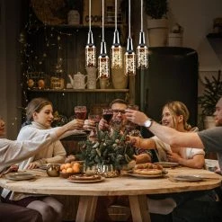 Bistro 5-Light Integrated LED Chrome Pendant Light with Bubble Acrylic Shade and Smart Color Changing Technology by CARRO -Decor Therapy Shop chrome carro chandeliers hp g0802051b1 31 1000