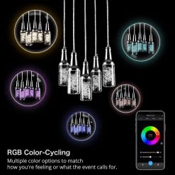 Bistro 5-Light Integrated LED Chrome Pendant Light with Bubble Acrylic Shade and Smart Color Changing Technology by CARRO -Decor Therapy Shop chrome carro chandeliers hp g0802051b1 c3 1000