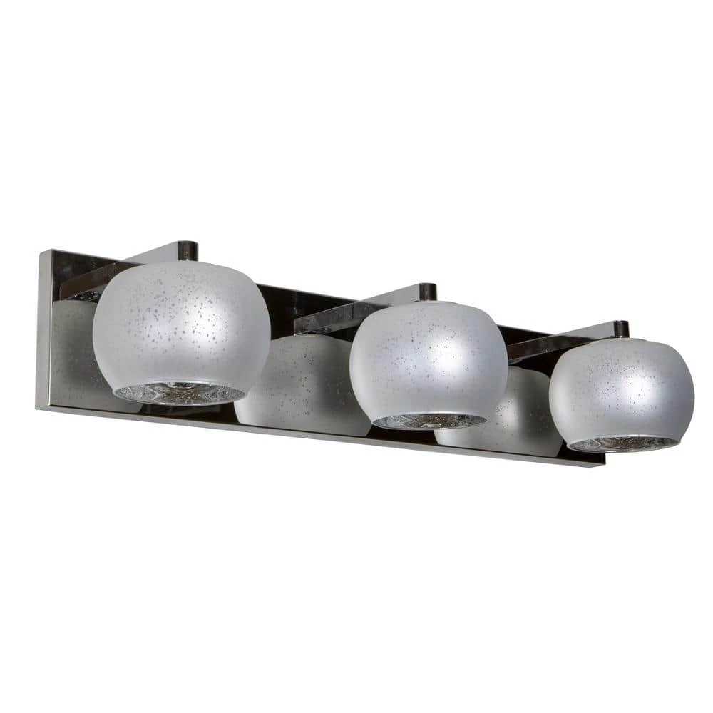 Jennings 3-Light Chrome and Silver Globe Shade Vanity Light by Decor Therapy 3 Jennings 3-Light Chrome and Silver Globe Shade Vanity Light by Decor Therapy
