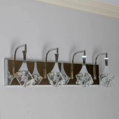 Hepburn 24 in. 4-Light Chrome and Glass LED Vanity Light Bar by Decor Therapy -Decor Therapy Shop chrome decor therapy vanity lighting wl1162 44 1000