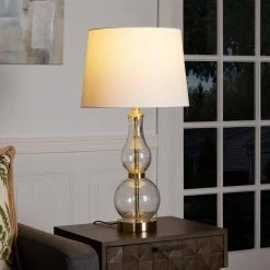 25.5 in. Maine Clear Glass Table Lamp with Antique Brass by Decor Therapy -Decor Therapy Shop clear antique brass decor therapy table lamps tl23974 1f 1000