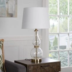 25.5 in. Maine Clear Glass Table Lamp with Antique Brass by Decor Therapy -Decor Therapy Shop clear antique brass decor therapy table lamps tl23974 31 1000
