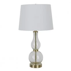 25.5 in. Maine Clear Glass Table Lamp with Antique Brass by Decor Therapy