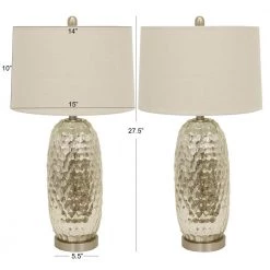 Antique Mercury Glass Dimple 27.5 in. Clear Table Lamp with Shade (Set of 2) by Decor Therapy -Decor Therapy Shop clear decor therapy table lamps mp1066 4f 1000