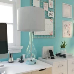 27 in. Dolly Clear Glass Table Lamp with USB Port by Decor Therapy -Decor Therapy Shop clear decor therapy table lamps tl23918 31 1000