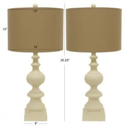 Resin 30.25 in. Distressed Cream Beige Table Lamps with Shade (Set of 2) by Decor Therapy -Decor Therapy Shop cream decor therapy table lamps mp1057 4f 1000