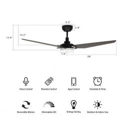 Trailblazer 56 in.Indoor/Outdoor Dark Brown Smart Ceiling Fan, Dimmable LED Light and Remote, Works w/ Alexa/Google Home by CARRO -Decor Therapy Shop dark brown carro ceiling fans with lights s563b l12 b5 1 1f 1000