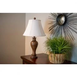 Truman 25 in. Dark Brown Resin Table Lamp by Decor Therapy -Decor Therapy Shop dark brown decor therapy table lamps tl22347 77 1000