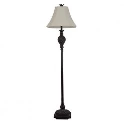 Roland 61 in. Dark Brown Floor Lamp with Faux Silk Shade by Decor Therapy