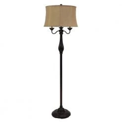Abigail 63 in. Oil Rubbed Bronze Floor Lamp with Linen Shade by Decor Therapy