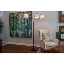 Ashbury 75 in. Bronze Floor Lamp with Shade by Decor Therapy -Decor Therapy Shop darkened bronze decor therapy floor lamps pl3923 fa 1000