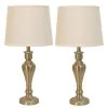26 in. Brushed Steel Lamp Set with Faux Silk Shade by Decor Therapy -Decor Therapy Shop decor therapy lamp sets mp1052 64 1000