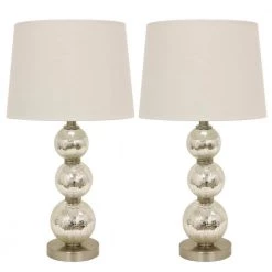 Tri-Tiered 24 in. Gold Mirror Crackled Clear Glass Table Lamps by Decor Therapy