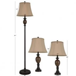 Mae 61 in. Bronze Floor and Table Lamp Set with Faux Silk Shade by Decor Therapy -Decor Therapy Shop decor therapy lamp sets mp1628 76 1000