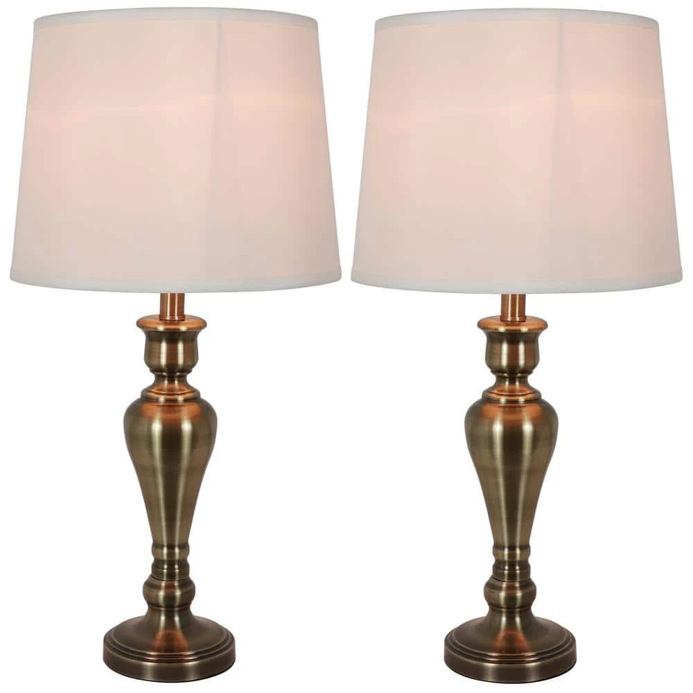 Marie 26 in. Antique Brass Table Lamp Set by Decor Therapy 4 Marie 26 in. Antique Brass Table Lamp Set by Decor Therapy - Image 2