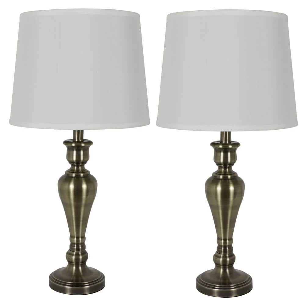 Marie 26 in. Antique Brass Table Lamp Set by Decor Therapy 3 Marie 26 in. Antique Brass Table Lamp Set by Decor Therapy