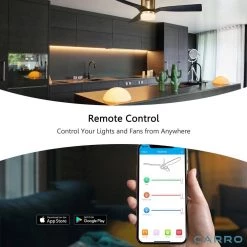 Striver 52 in. Indoor/Outdoor Gold Smart Ceiling Fan, Dimmable LED Light and Remote, Works with Alexa/Google Home/Siri by CARRO -Decor Therapy Shop gold carro ceiling fans with lights s523p l12 g2 1 fm 1f 1000