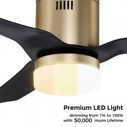 Striver 52 in. Indoor/Outdoor Gold Smart Ceiling Fan, Dimmable LED Light and Remote, Works with Alexa/Google Home/Siri by CARRO -Decor Therapy Shop gold carro ceiling fans with lights s523p l12 g2 1 fm 4f 1000