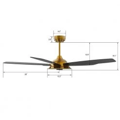 Hardley 56 in. Dimmable LED Indoor/Outdoor Gold Smart Ceiling Fan with Light and Remote, Works with Alexa/Google Home by CARRO -Decor Therapy Shop gold carro ceiling fans with lights s565h l13 g2 1 76 1000