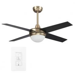 Nova 48 in. Integrated LED Indoor Gold Smart Ceiling Fan with Light Kit and Wall Control, Works with Alexa/Google Home by CARRO