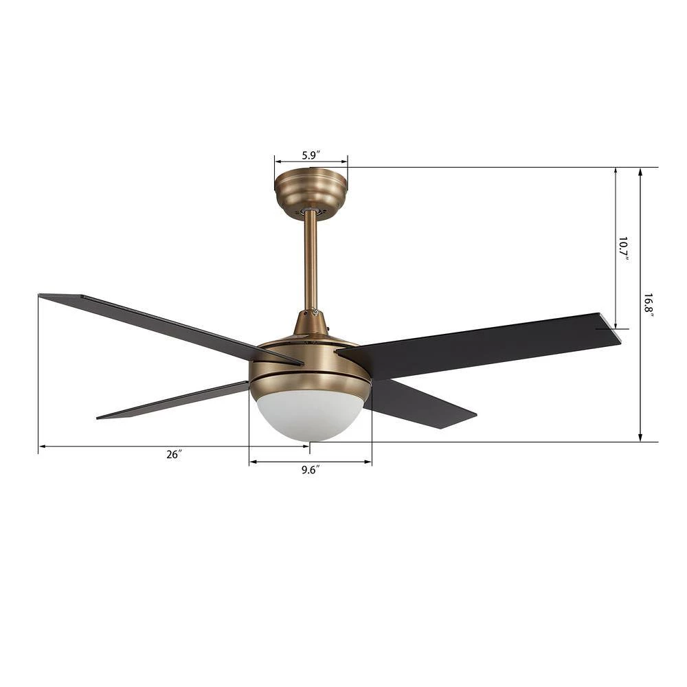 Nova 52 in. Integrated LED Indoor Gold Smart Ceiling Fan with Light Kit and Wall Control, Works with Alexa/Google Home by CARRO 10 Nova 52 in. Integrated LED Indoor Gold Smart Ceiling Fan with Light Kit and Wall Control, Works with Alexa/Google Home by CARRO - Image 8