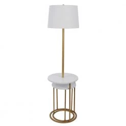 58 in. Stratton Gold and White Lamp with Nesting Table by Decor Therapy -Decor Therapy Shop gold decor therapy floor lamps mp1274 4f 1000