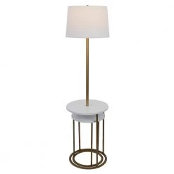 58 in. Stratton Gold and White Lamp with Nesting Table by Decor Therapy -Decor Therapy Shop gold decor therapy floor lamps mp1274 76 1000
