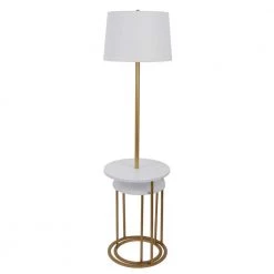 58 in. Stratton Gold and White Lamp with Nesting Table by Decor Therapy -Decor Therapy Shop gold decor therapy floor lamps mp1274 fa 1000
