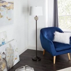 Becca 68 in. Gold Metal Floor Lamp with Blue Chinoiserie Font by Decor Therapy -Decor Therapy Shop gold decor therapy floor lamps pl4571 31 1000