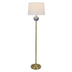 Becca 68 in. Gold Metal Floor Lamp with Blue Chinoiserie Font by Decor Therapy -Decor Therapy Shop gold decor therapy floor lamps pl4571 c3 1000